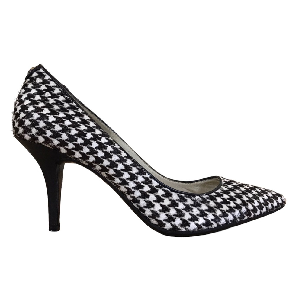Michael Kors Size 8 Dorothy Classic Houndstooth Calf Hair Pointed Toe Mid Heel
